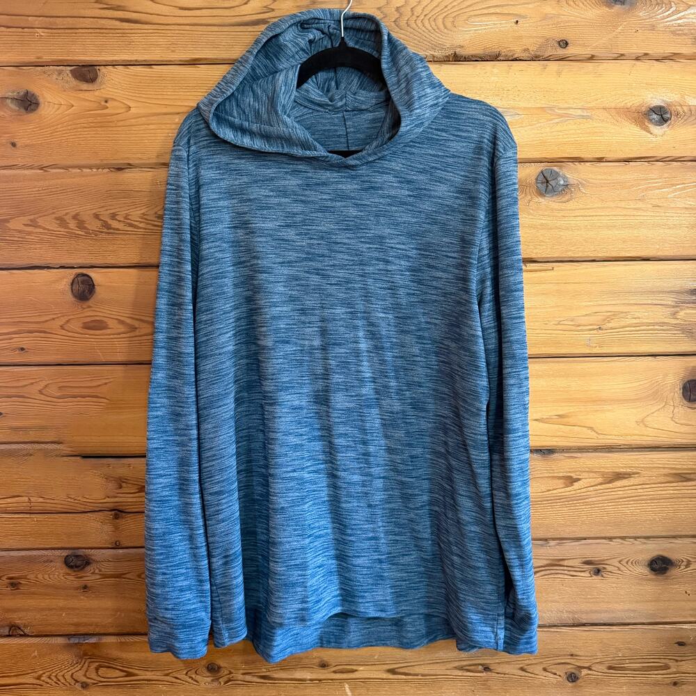 Lululemon Pulse Slub Pullover Hoodie Lightweight Rulu Mens Large Heathered Blue